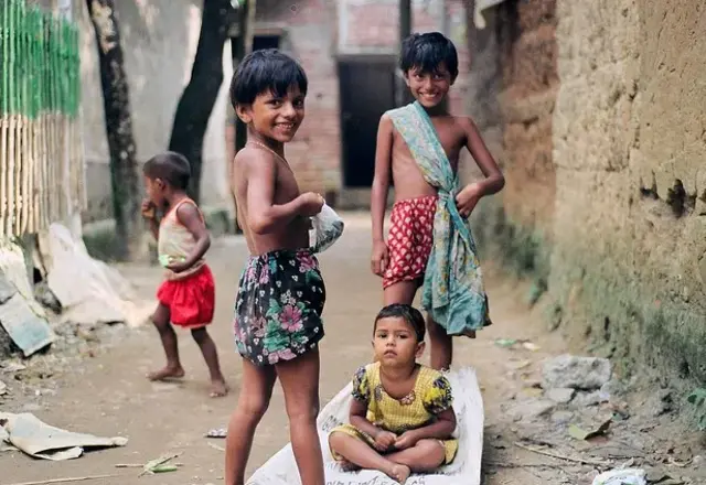 Children playing in a village lane